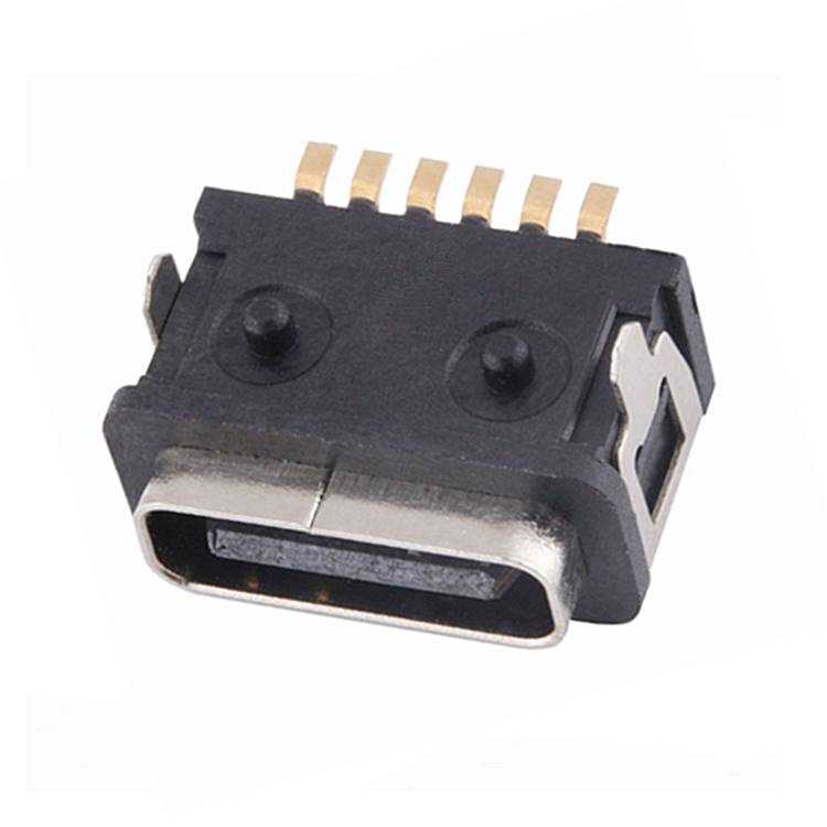 6P防水母座L8.2兩腳插板TYPE-C