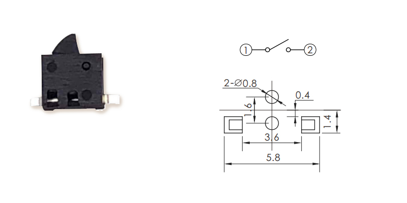 3.5*3黑色月牙復位檢測開關安裝圖